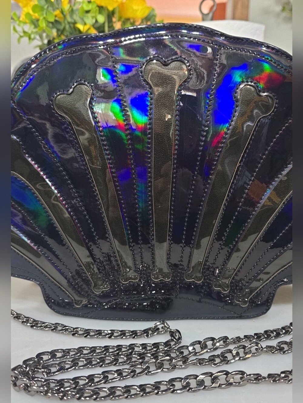 RARE Iron Fist Oil Slick Skeleton Mermaid Shell Crossbody 🖤 - Picture 6 of 7